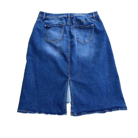 EST 1946 Denim Midi Skirt Women's Size 16W Blue Straight - Picture 2 of 6